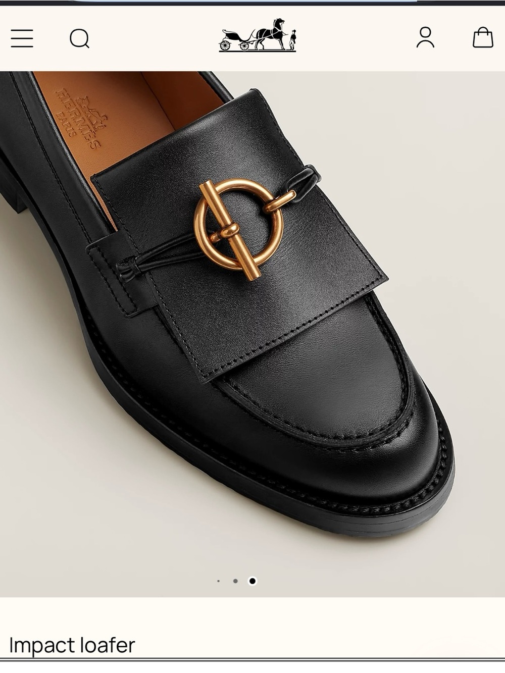 Hermes Impact Leather Loafers in Black with Gold Hardware - Picture 5 of 10
